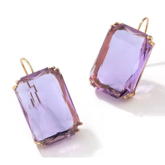 Anthropologie purple and gold vintage inspired drop earrings - Picture 1 of 1